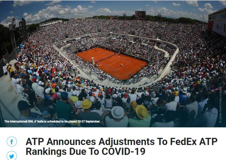 ATP临时改分规则：52周内以前18站计分，三巨头或